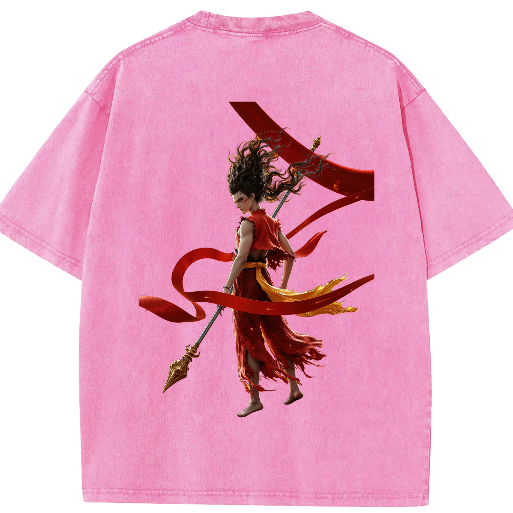 （画像用） Ne Zha 2 ナタ 魔童の大暴れ 綿100% ヴィンテージ風 半袖Tシャツ（背面プリント）